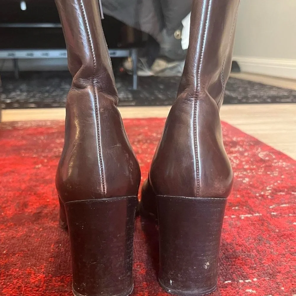 Brown Leather Ankle Boots - Picture 3 of 6